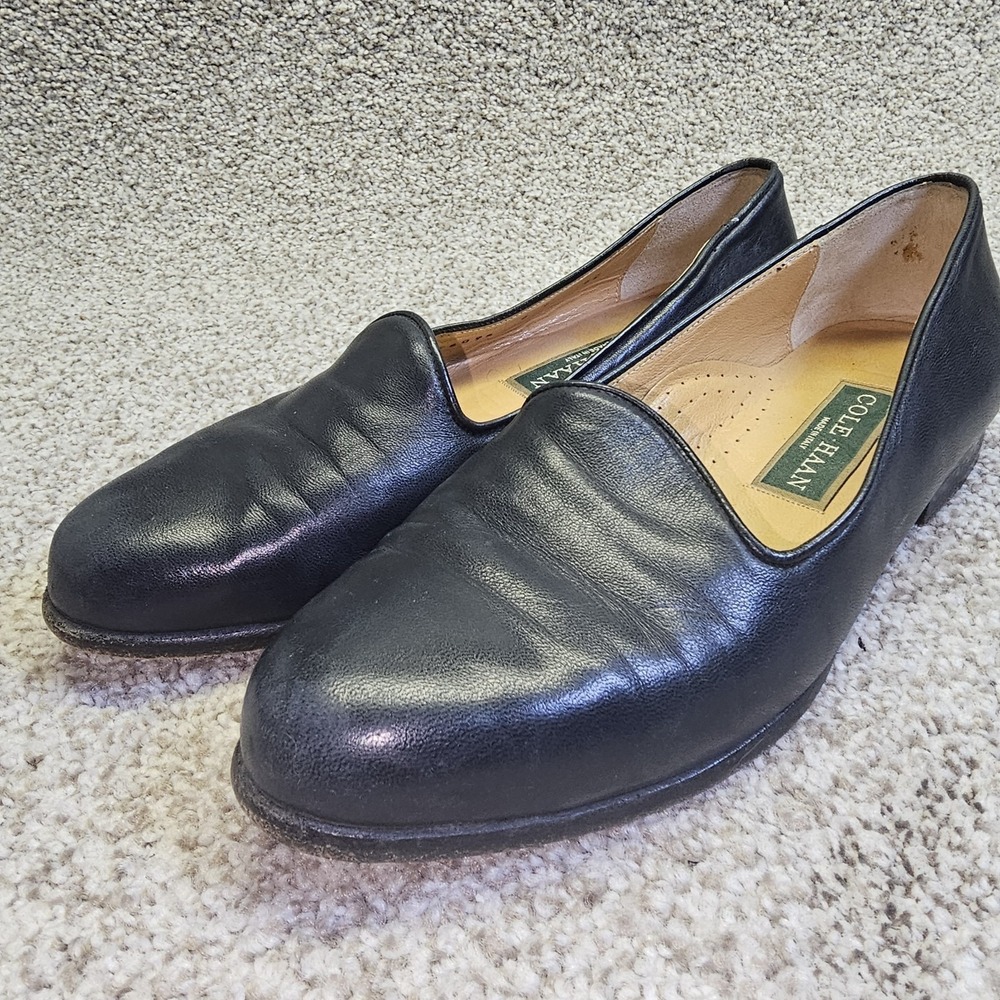 Cole Haan Vintage Kathan Black Leather Loafers Made in Italy Size 6B